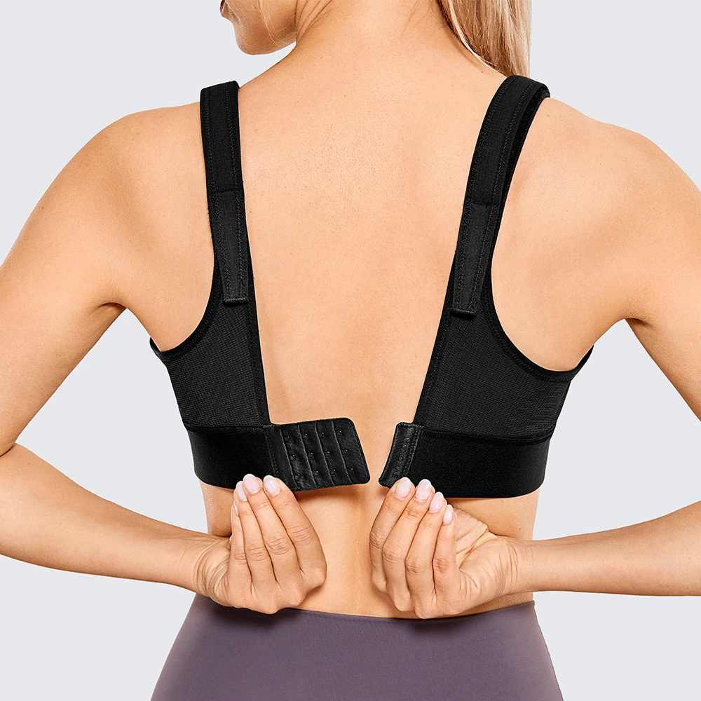 Soutien-gorge de sport à bretelles réglables pour femme, soutien-gorge d'entraînement rembourré sans fil, impact élevé, fermeture éclair avant