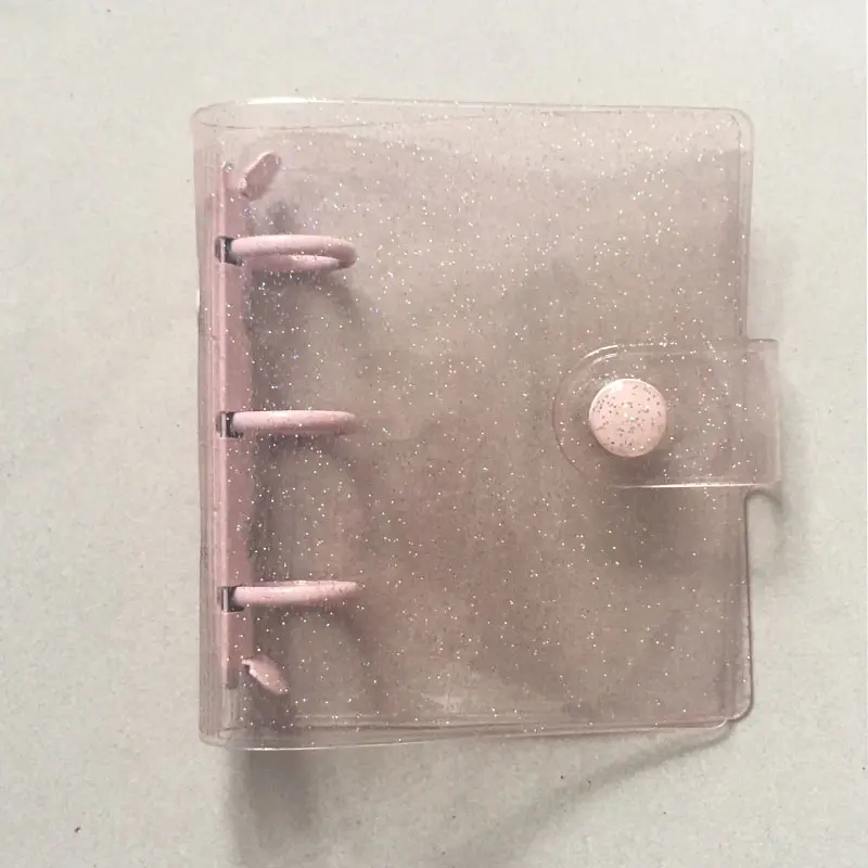 Transparent Star Pink A8 Mini Notebook 3 Hole Planner Binder Spiral Personal Journal clear Shell
