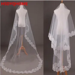 Voile long en tulle blanc ivoire avec appliques, voile de mariage élégant, dentelle, vêtements pour patients