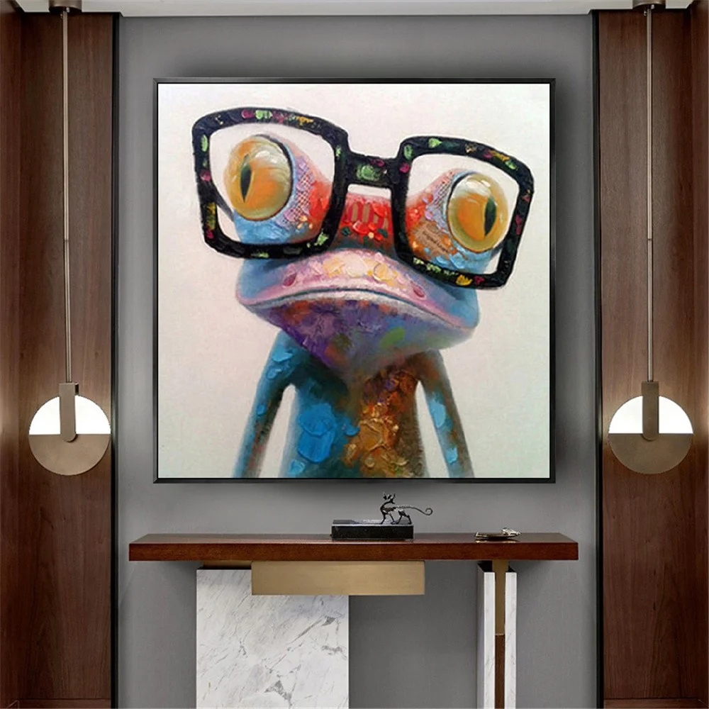 

Картина маслом ручной росписи, крутая современная картина с животными, декор для гостиницы, бара, коридора, крыльца, мультяшная картина поп-арт, домашний декор для стен