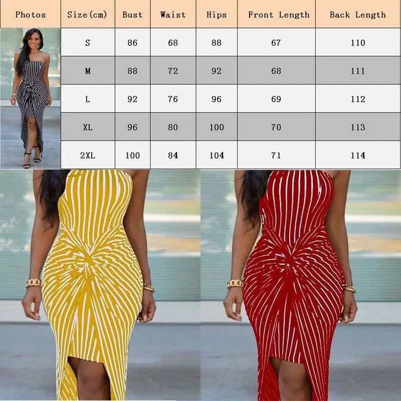 Summer Women\'s Strapless Long Maxi Dress Party Beach Stripe Tube Top Sundress