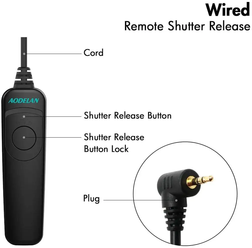 Cable de liberación de obturador de control remoto con cable RS-C6 para Canon R6 M6 M5; Fujifilm GFX50SII Olympus OM-1 E-M5III; Pentax K-3III K-1