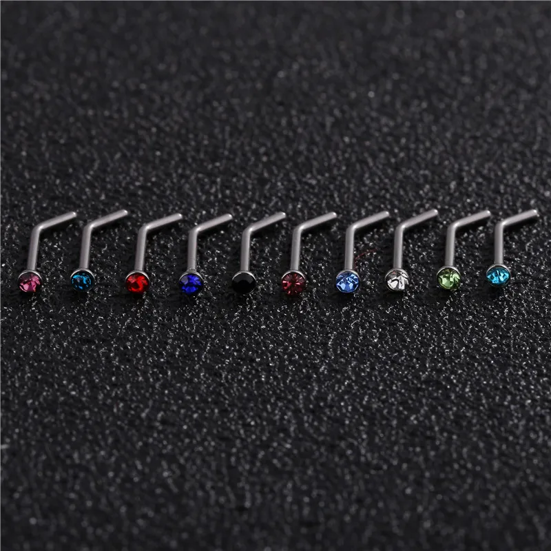 10 pcs Punk Style Stainless Steel Piercing Nose Lip Jewelry Body Jewelry For Man Women Studs 1.8mm Pick hip hop nose stud