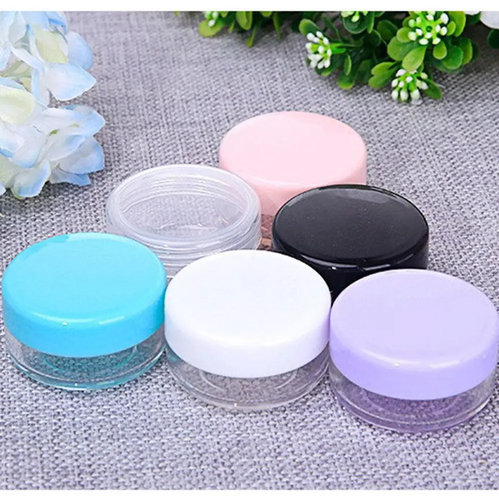 化粧品ビーズ収納ポットコンテナ透明な丸いボトルメイクアップクリームポータブルネイルアート旅行用毎日のメイクルーチン