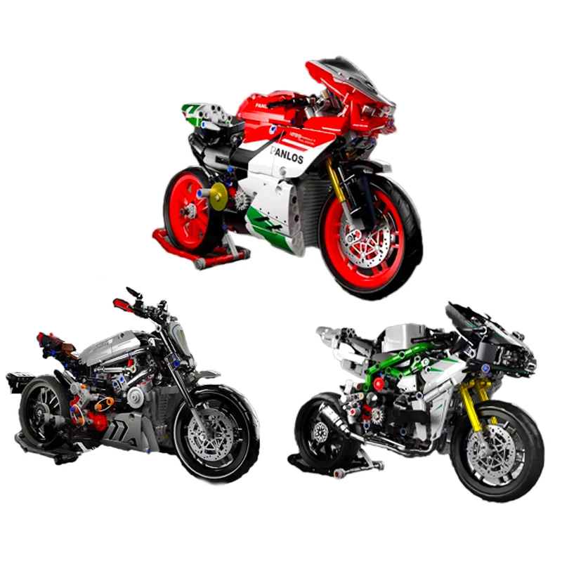 

New MOC Speed Motorcyclel Building Blocks High-Tech Classic Sports Motorbike Assembly Bricks Motor Bicycle Toys for Kids Gifts