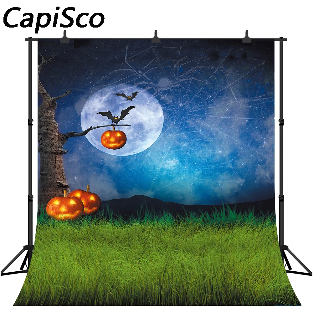 

Capisco Halloween Photography Backdrop Pumpkin Green Grass Background Birthday Party Baby Shower Photo Booth Shoot Props