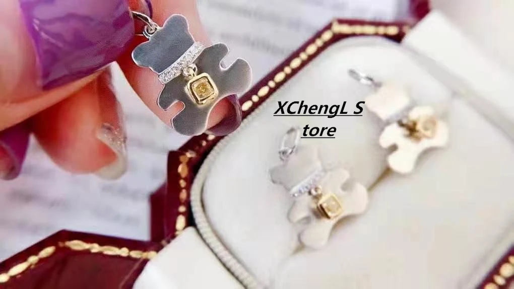 

Au750 18k real gold bear-style diamond pendant jewelry for lady&party&gift