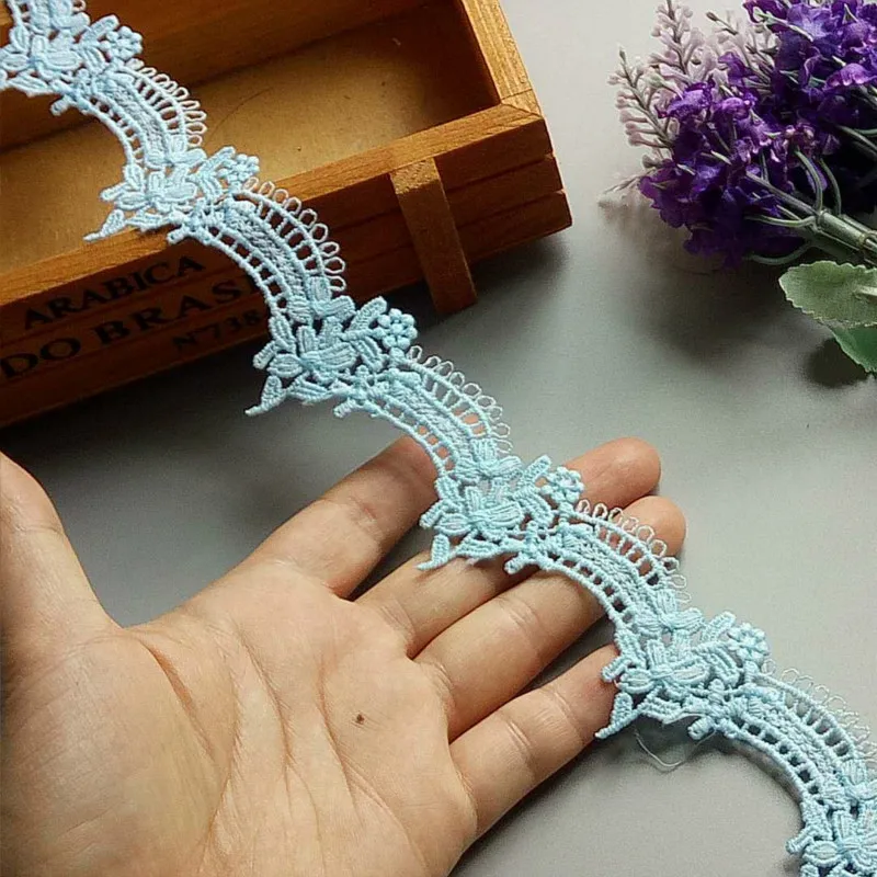 

1 Yards Soluble Blue Polyester Flower Embroidered Lace Trim Ribbon Fabric Sewing Supplies Craft Decor, DIY Handmade Materials