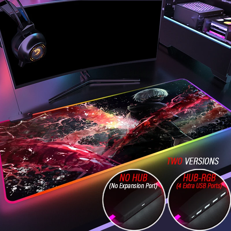 Anime DIY Waterproof Large Cute Mouse Pad RGB Illuminate Carpet Kawaii Gaming HUB 4 Port USB Kid Read-write Pad