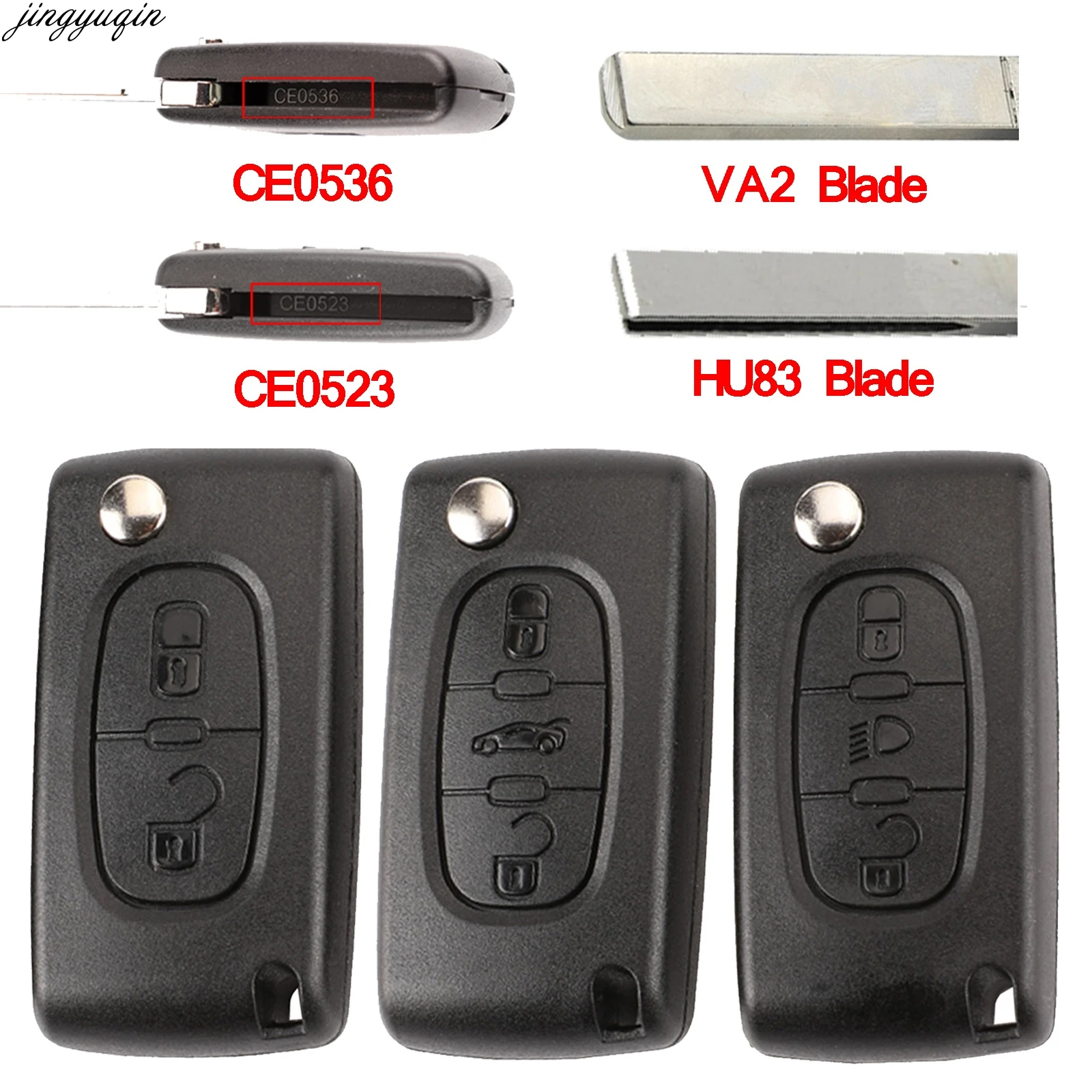 

Jingyuqin Flip Remote Car Key Shell Fob Case For Peugeot 307 308 407 408 807 Partner Citroen C3 C4 C5 C6 Xsara Picasso Berlingo