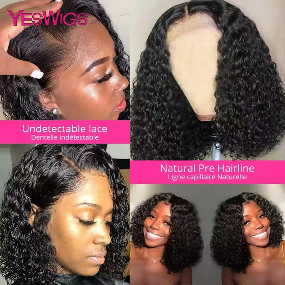 Short Curly Bob Wig Lace Front Human Hair Wigs Yeswigs Bob Wig Lace Front Human Hair Wigs Peruvian Human Hair Wigs Pre-Plucked