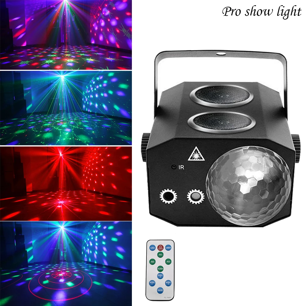 

64IN1 Magic Ball Pattern Laser Light 3X3W LED Battery Effect Light Bluetooth Speaker Remote Control Dj Lights For Party Disco DJ