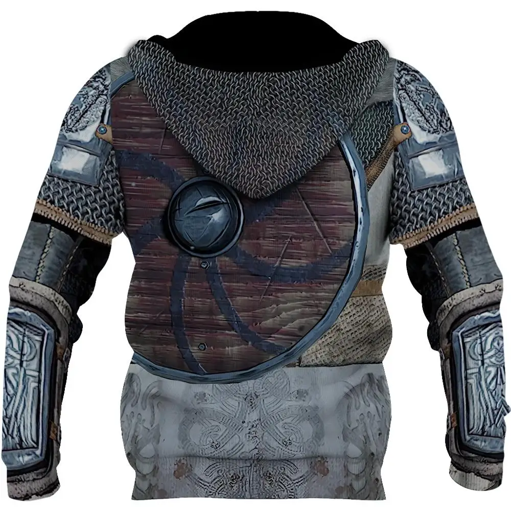 Warrior Armor Tattoo 3D All Over Printed Men hoodies Harajuku Fashion hooded Sweatshirt Unisex Casual jacket Zip Hoodie WJ002