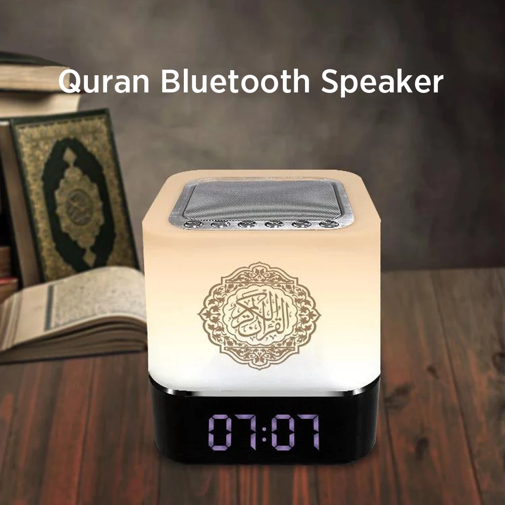 Bluetooth Speaker Wireless Remote LED Night Light Smart APP Control Lamp Digital LED Clock with Quran Recitation Translation