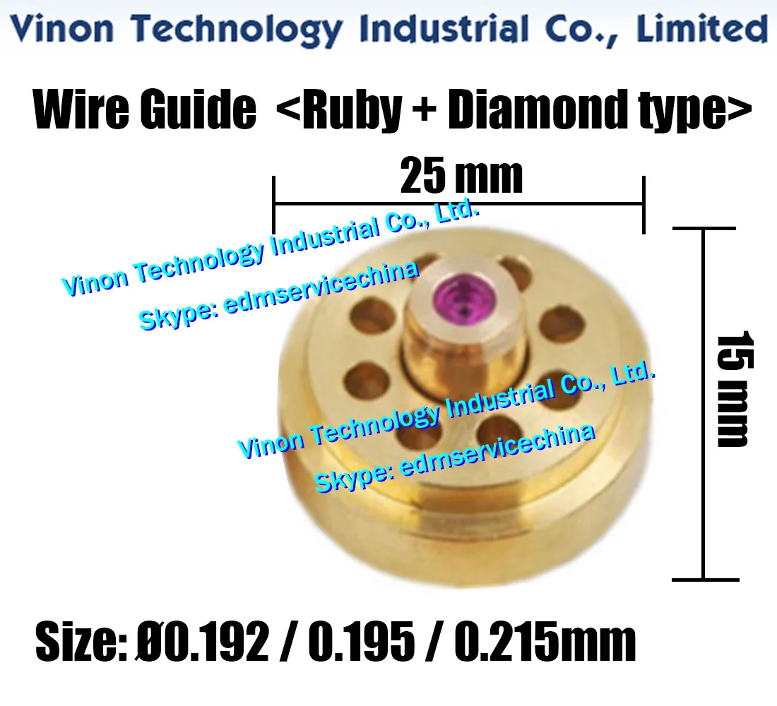 

Ø0.192, Ø0.195, Ø0.215mm FEIYU EDM Wire Guide (Ruby+Diamond type) used for Feiyu Medium Speed Wire Cutting Machines