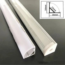 2-28 unids/lote 0,5 m/unids perfil de aluminio de ángulo de 45 grados para tiras LED 5050 3528 5630 canal de tira de cubierta transparente blanco lechoso