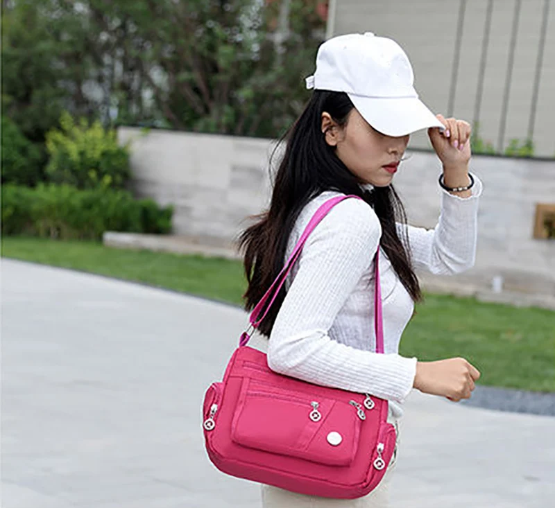 Neue Casual Große Kapazität Schulter Taschen Für Frauen Wasserdichte Oxford Multi-Zipper Umhängetasche Für Mutter Einkaufen Handtasche – Detail 11