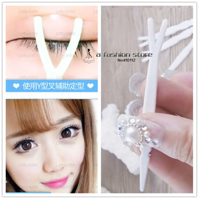 20 pcs/lot Y Shape Wand Fork for  Makeup Invisible Eyeliner Double Eyelid Tape Stickers and False Eyelashes Tools