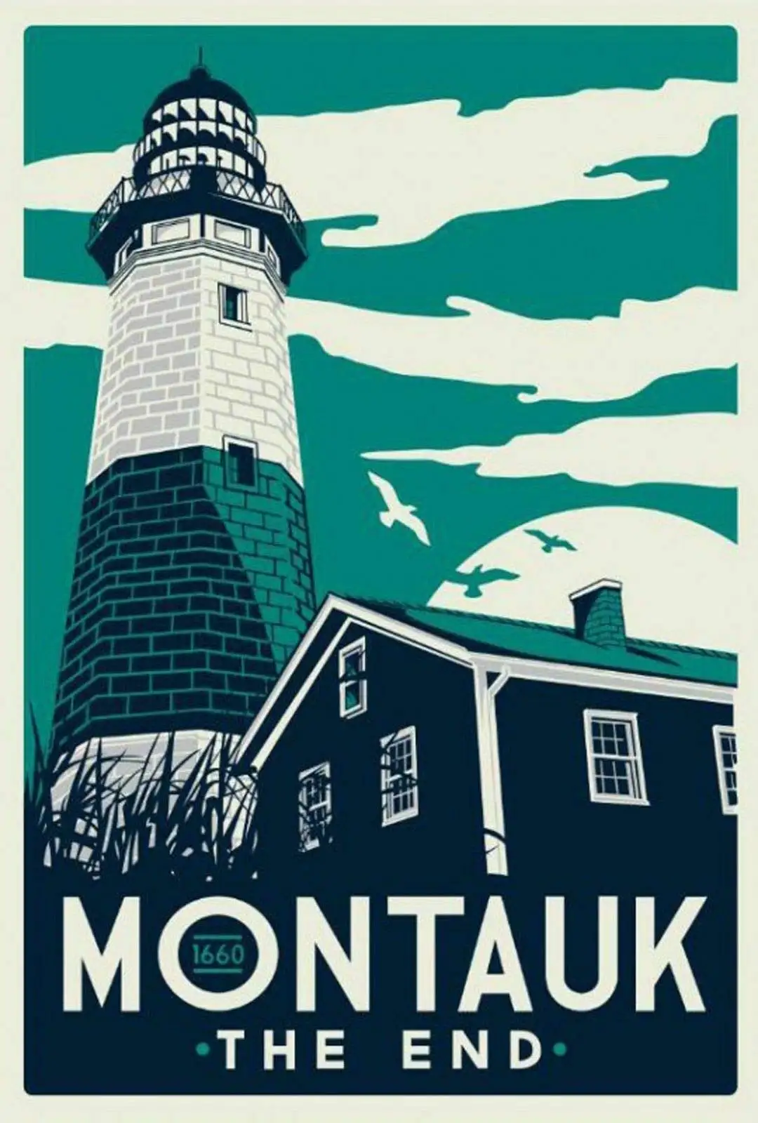 

New Vintage Retro Metal New York Montauk Point Lighthouse Outdoor Street & Home Bar Club Kitchen Restaurant Wall Art Decor