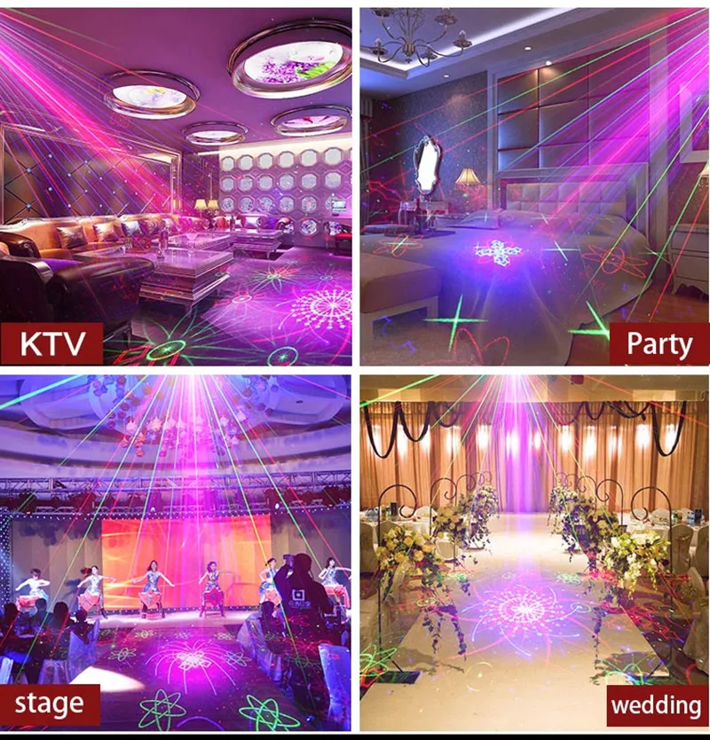 Mini LED RGB Disco Light With Remote 16 in 1 Patterns Laser Stage Projector Activated Auto Flashing for Birthday Party Show