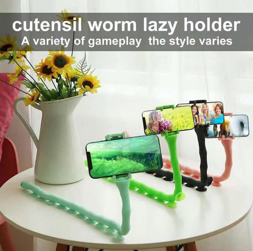 Hot Selling Cute Caterpillar Lazy Bracket Phone Bracket Suction Cup Support Wall Desktop Pillar Holder Car Gadget