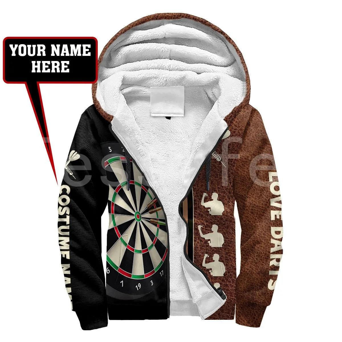 Tessffel Darts Player Sports 3D Printed 2022 New Fashion Winter Hooded Fleece Warm Hood cappotto spesso Zipper Men felpe con cappuccio giacca D33