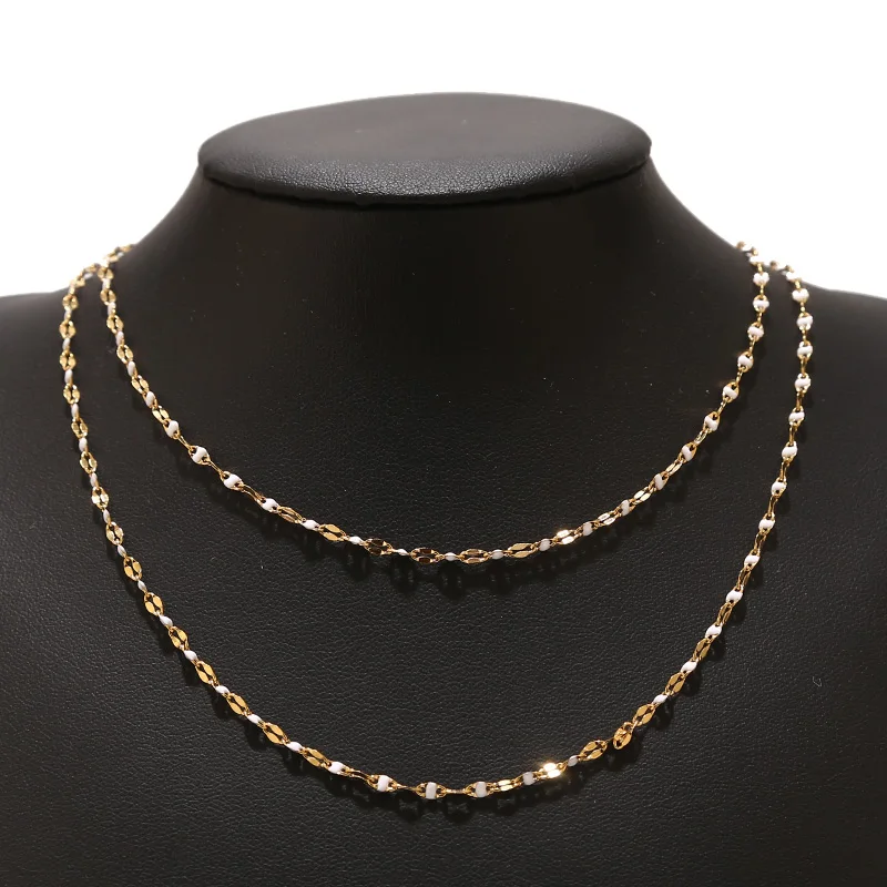 2M 8 Styles Stainless Steel Blue Enamel Lip Link Chains for Women Necklace Bracelet Making Waterproof Nickel Free