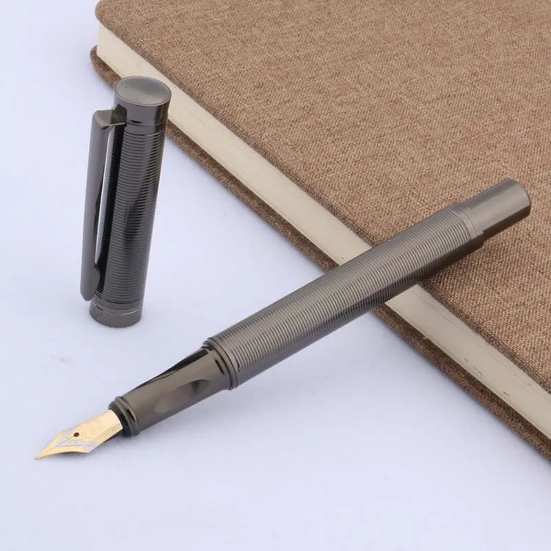 Posture Correction Yong Sheng 077 Fountain Pen Quality Gun Gray Wave Circle Metal Stationery Office School Supplies Ink Pens