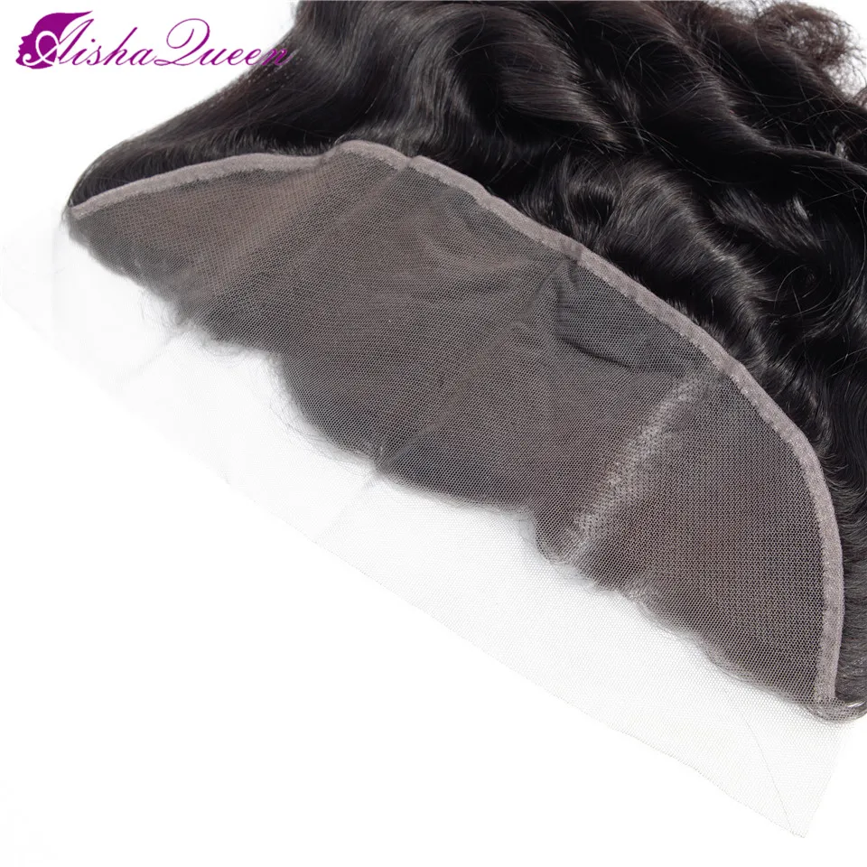 Aisha Queen Hair Body Wave 13x4 Lace Frontal Human Hair Closure Free Part Peruvian Non-Remy Hair Swiss Lace Natural Color