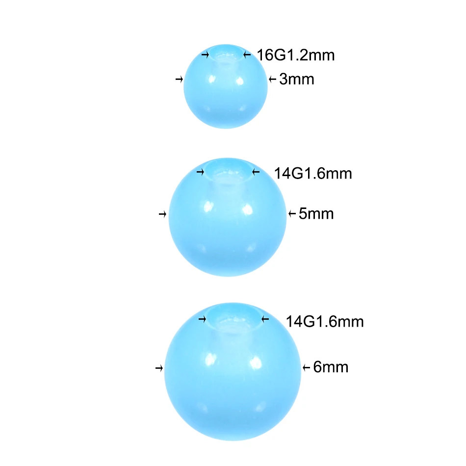 120Pcs/lot Acrylic Luminous Replacement Accessories Piercing Balls Nose Barbell Earring Tongue Belly Eyebrow Ring Body Piercing