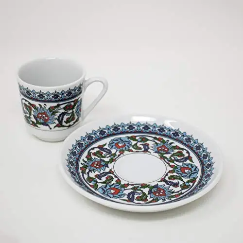 Turkish Coffee Cup and Saucer (6 Sets) 12 Pieces