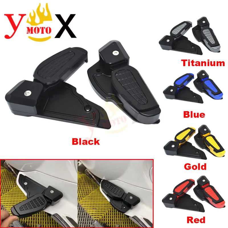 Scooter Motorcycle Rear Passenger Foot Pedal Foot Rest Ped Foldable For VESPA Primavera Sprint 150 2018 2017 Black Blue Red Gold