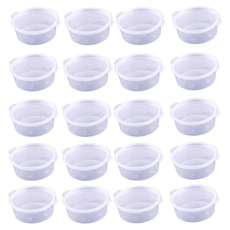 100 Pcs 25/50ml Plastic Takeaway Sauce Cup Containers Food Box With Hinged Lids Pigment Paint Box Palette Disposable Box.