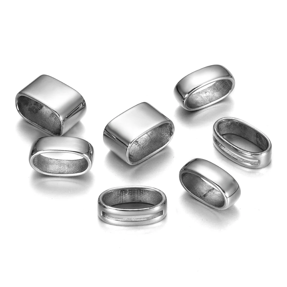 10pcs ovale grande foro distanziatore perline 12x6mm cavo di cuoio braccialetto gioielli fai da te fare accessori in acciaio inossidabile 316L