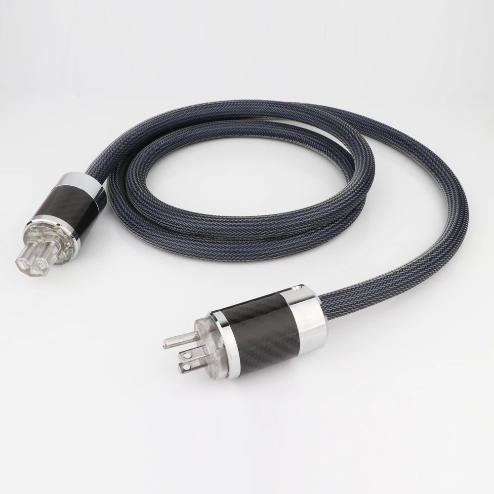 Kabel Daya Hifi kabel daya dengan serat karbon berlapis Rhodium EU/AU/US Plug AC kabel utama untuk Amplifier Subwoofer