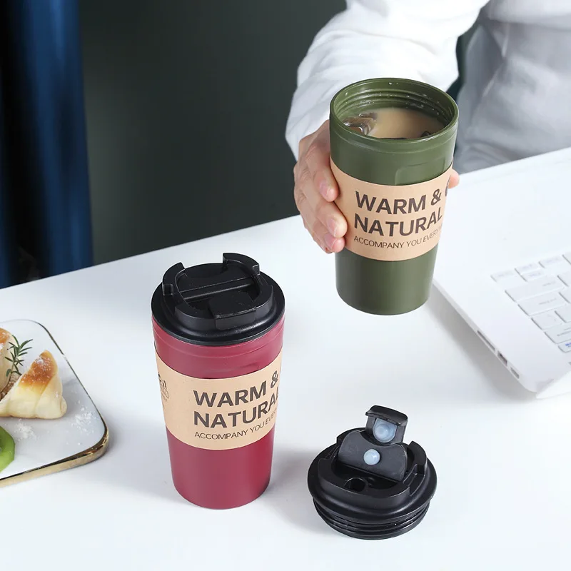 

420ml Creative Plastic Mugs Coffee Drink Tea Leak-proof Water Cup Conveniently Carry Water Cup With Lid Student Casual Cup