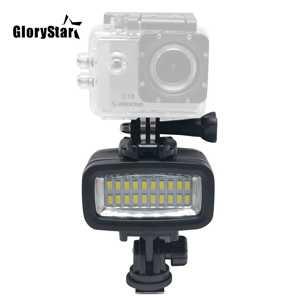 Imagem -02 - Mergulho Led Luz de Vídeo Subaquática 20 Luz Led 130ft Lighting700lm à Prova D130água para Gopro Hero Sjcam Câmera Ação 40m