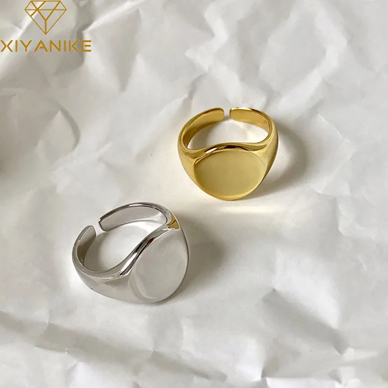 XIYANIKE Silver Color Opening Rings for Women Couples New Fashion Simple Smooth Round Handmade Ring Party Jewelry Gifts