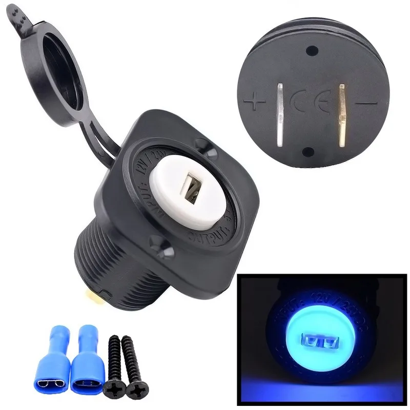 

12-24V Universally waterproof Dual USB Charger Cigarette Lighter Sockets Power Plug Outlet LED For Vehicles Car Boat