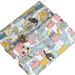 Cartoon Cat Print Cotton Sewing Fabric By The Yard,DIY Quilting Needlework Poplin Material,Sew Dress Children Clothes Fabrics
