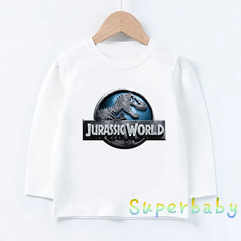 Jurassic Park World Dinosaur Graphic Crianças Camisetas Casuais Meninos Roupas Bebê Meninas Manga Longa Camiseta Primavera Outono Crianças Tops