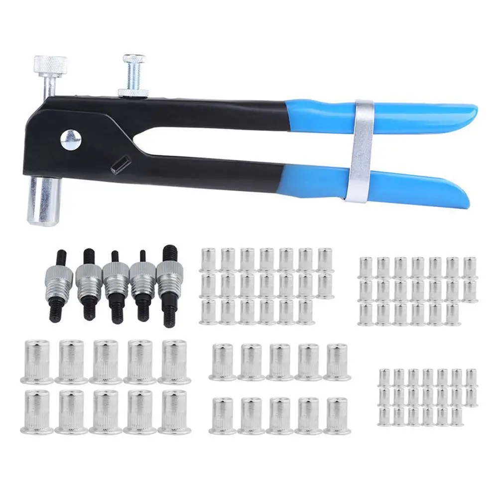 86 stks/set M3-M8 Blind Klinknagel Noten Schroefdraad Insert en Klinknagel Tool Klinkhamer Gun Rivnut Nutsert Klinken Kit Huishoudelijke Reparatie Tools