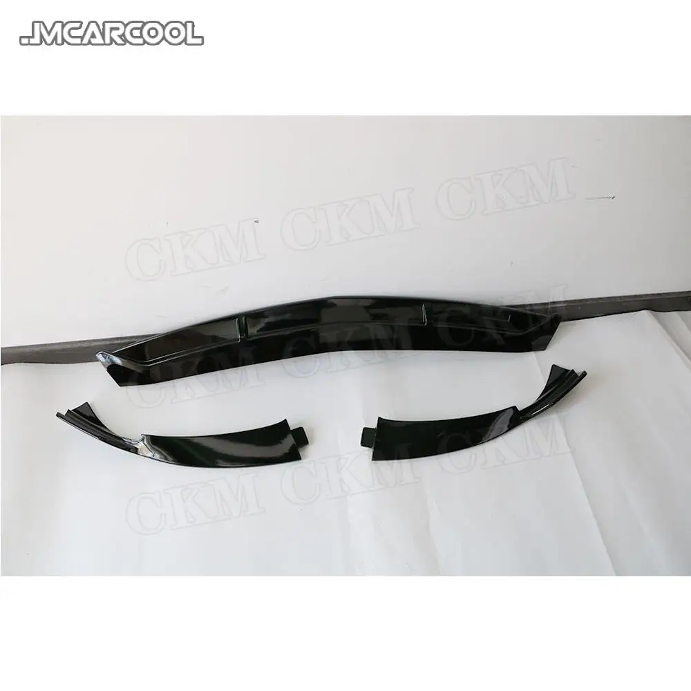 3PCS ABS Gloss Black Front Lip Spoiler Splitters for Mercedes Benz A Class W176 Sport Bumper 2019 Head Bumper Chin Guard