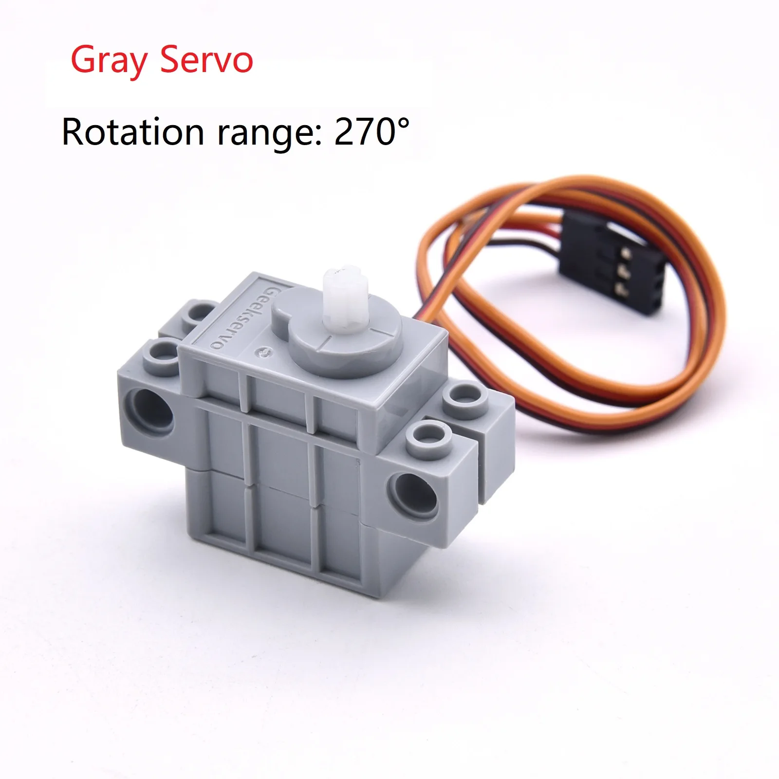 4pcs Programmable Gray Orange Geek Servos / Red Gear Motor with Wire compatible with lego for DIY Electronics Kit Smart Car