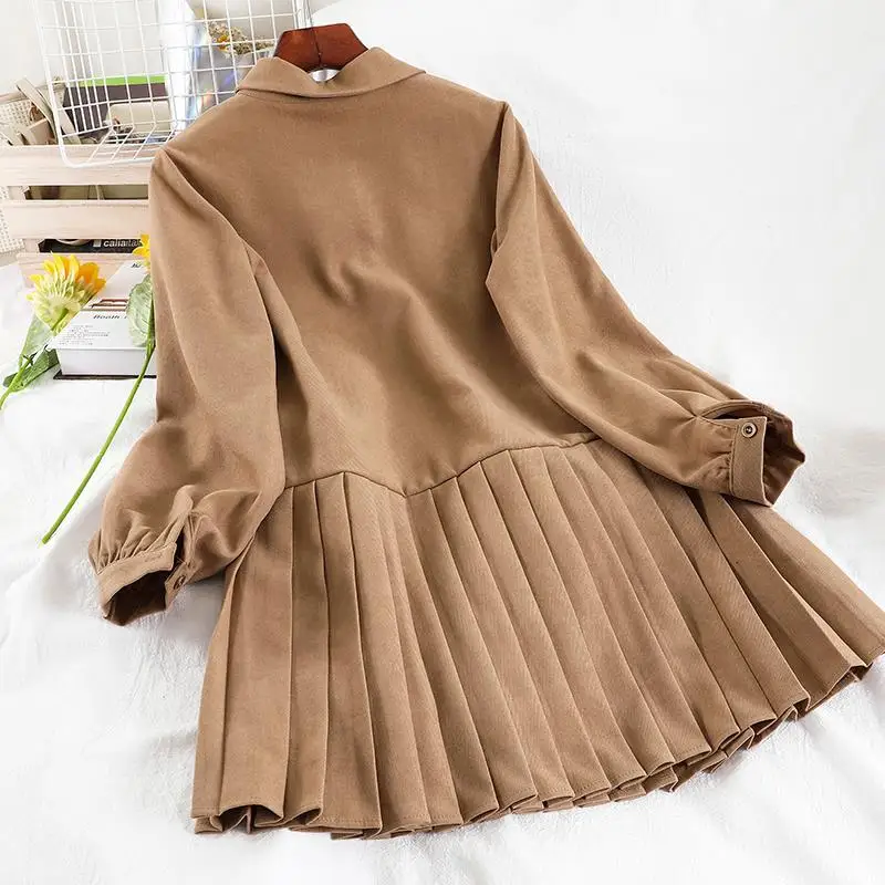 Spring and autumn new college style suit Kawaii female student Korean loose all-match pleated dress knitted vest +Tie 3-piece