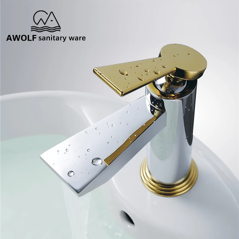 

Modern Bathroom Basin Sink Faucet Solid Brass Chrome Gold Hot Cold Mixer Water Faucet Tap Plated Polishing ML8079