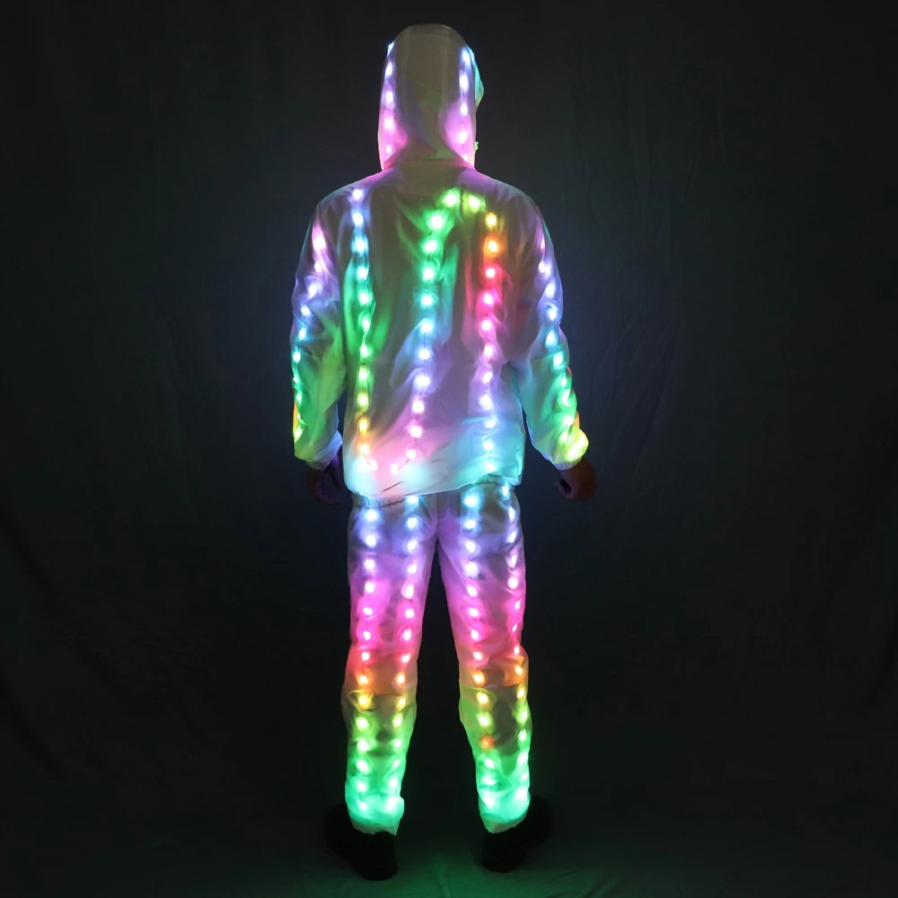 Full Color Pixel LED Lights Jacket Coat Pants Costumes Suit Light UP Rave Creative Outer Stage Costume Xmas Party Fancy Dress