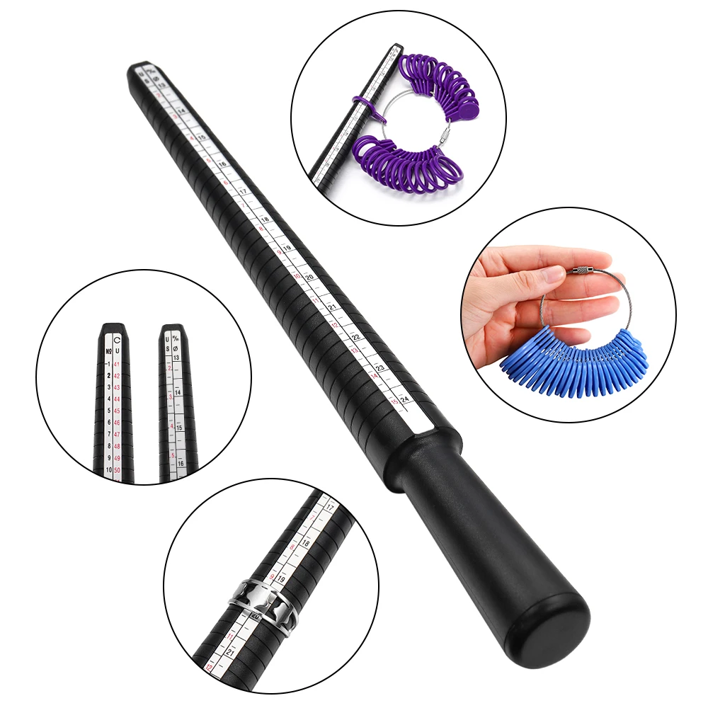 Professional Measuring Gauge Finger Ring Stick Sizer Mandrel Stick Finger Gauge Ring For DIY Fashion Jewelry Measuring Tools Set