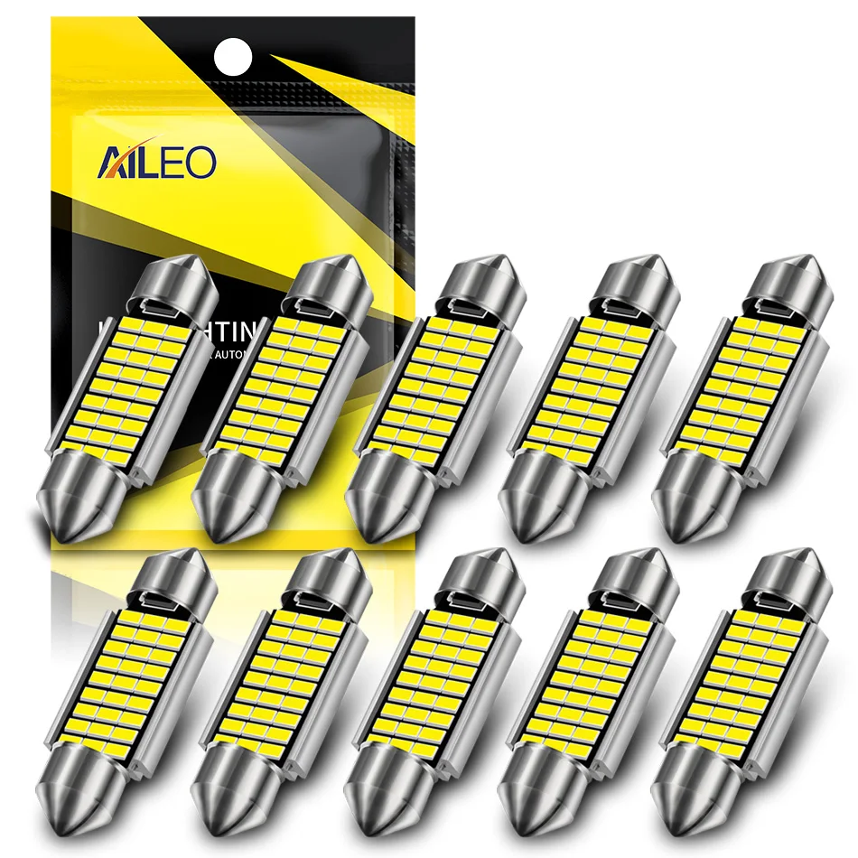 AILEO Error Free 10x C5W C10W LED Bulb 31 36mm 39mm 42 Interior Reading Light Festoon Auto Dome License Plate Luggage Trunk Lamp