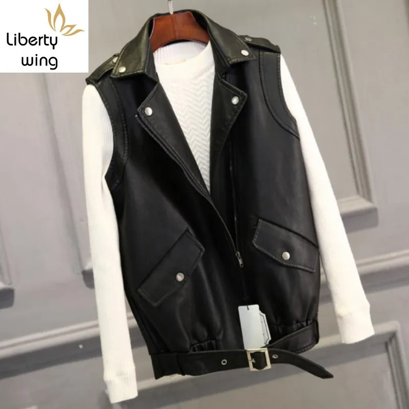 Autumn Punk Leather Jacket For Women Motorcycle Biker Coat Jaquetas Belted Design Zipper Casaco Feminino Free Shipping